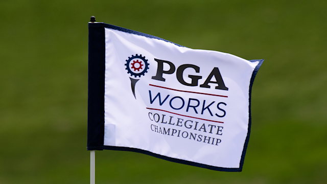PGA Works Collegiate Championship pin flag. (Photo by Montana Pritchard/PGA of America)
